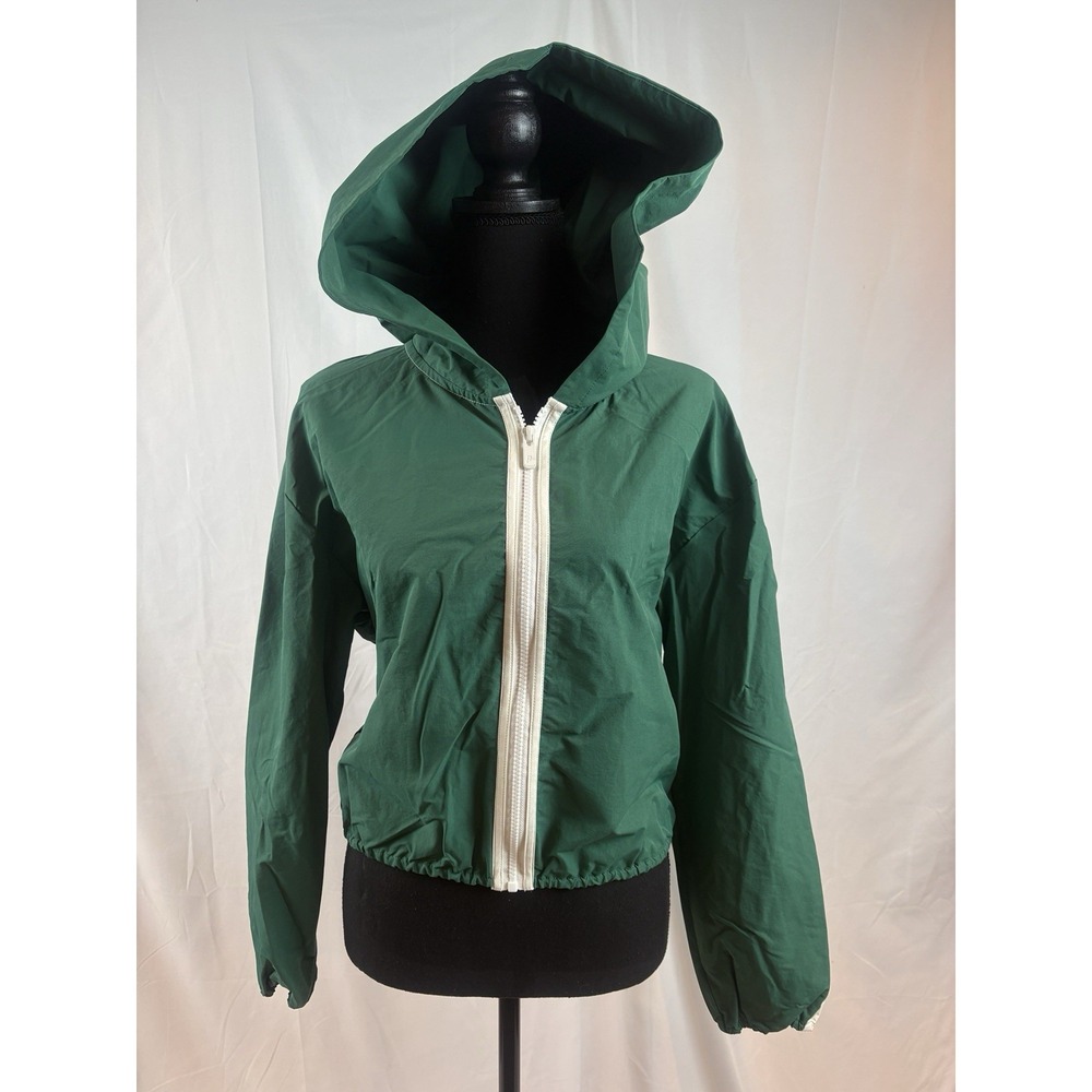 Prince Green Jacket Windbreaker Zip Hooded Cropped Logo Size Medium